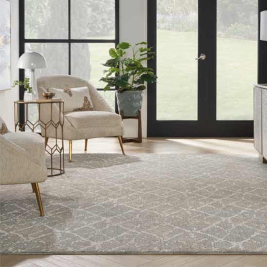 bound carpet area rug in neutral